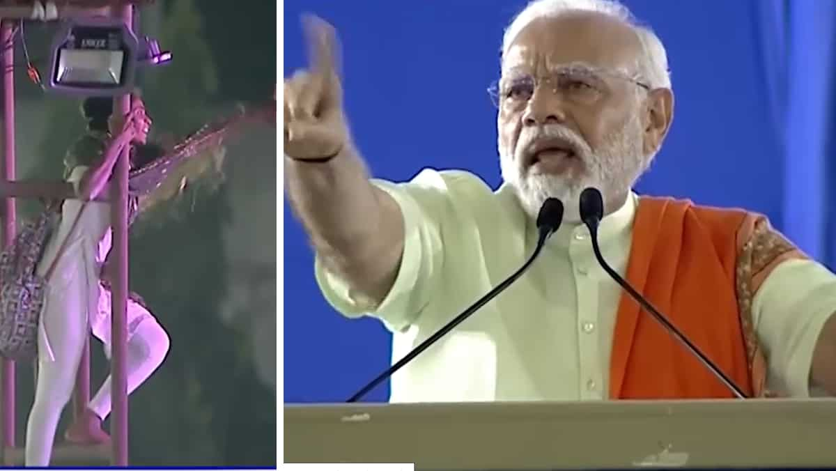 WATCH | Lady climbs light tower to talk with PM Modi all the most effective design by election rally