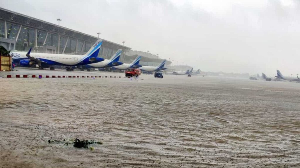 WATCH | Airport runway inundated, crocodile seen on road as Cyclone Michaung causes mayhem in Chennai